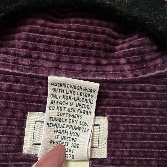 Vintage L.L. Bean Corduroy Shirt Womens XL Purple Barn Chore Button Up Plum Fall - Picture 3 of 8